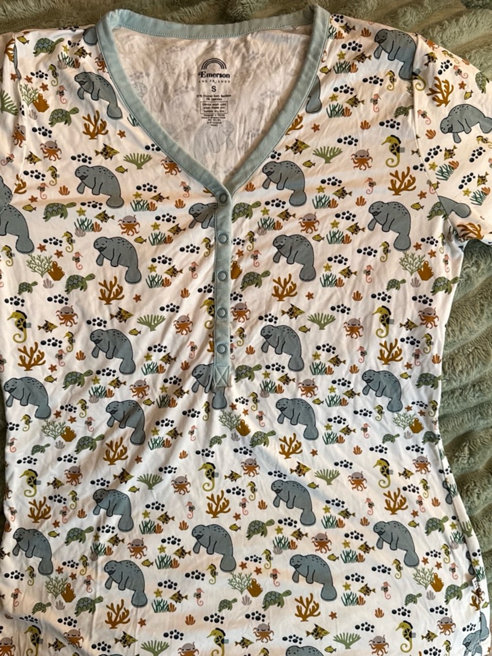 Ladies Manatee Print Pajama Top - Small